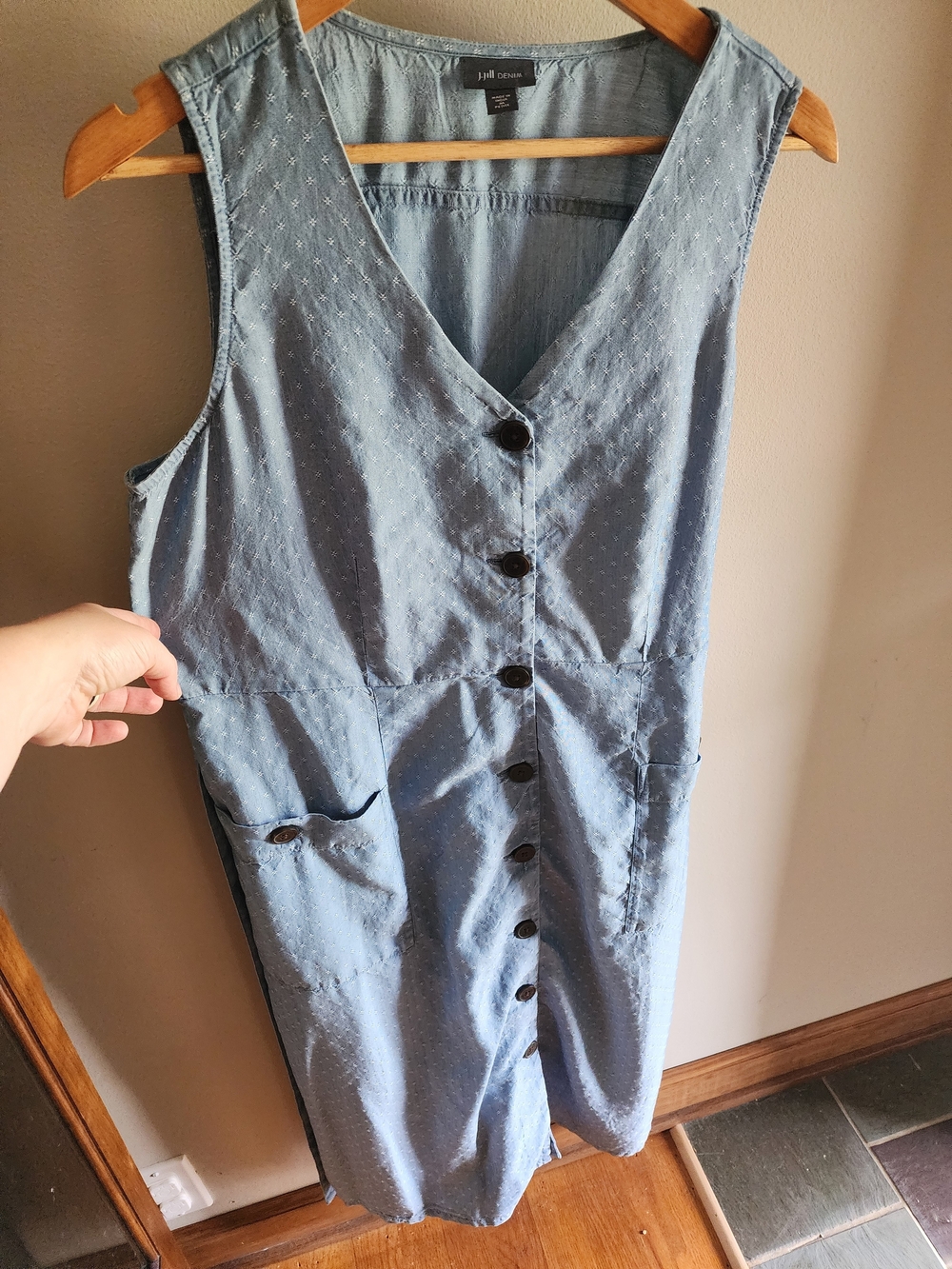 J. Jill Light Blue Sleeveless Button-Front Midi Dress - Picture 2 of 4